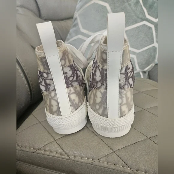 Dior Monogram High-Top Sneakers in Gray and White - Picture 4 of 10